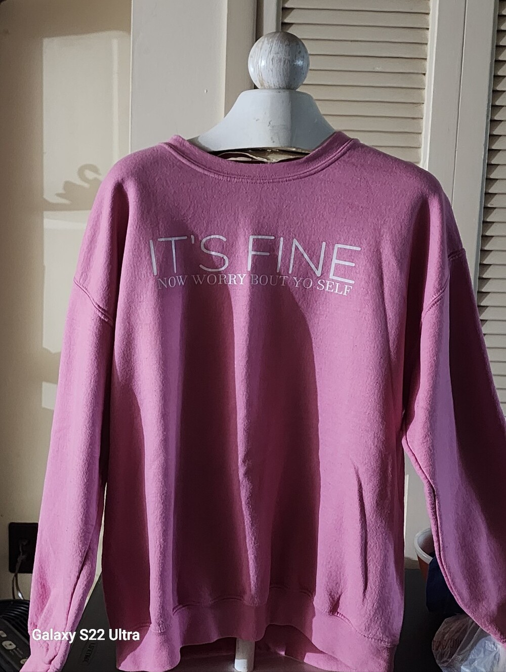 Gildan Pink "IT'S FINE" Graphic Tee with White Text